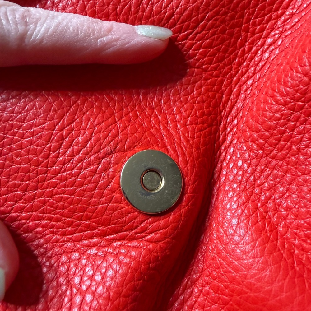 Michael Kors‎ Red Pebbled Leather Convertible Backpack Purse Gold Hardware - Picture 15 of 16